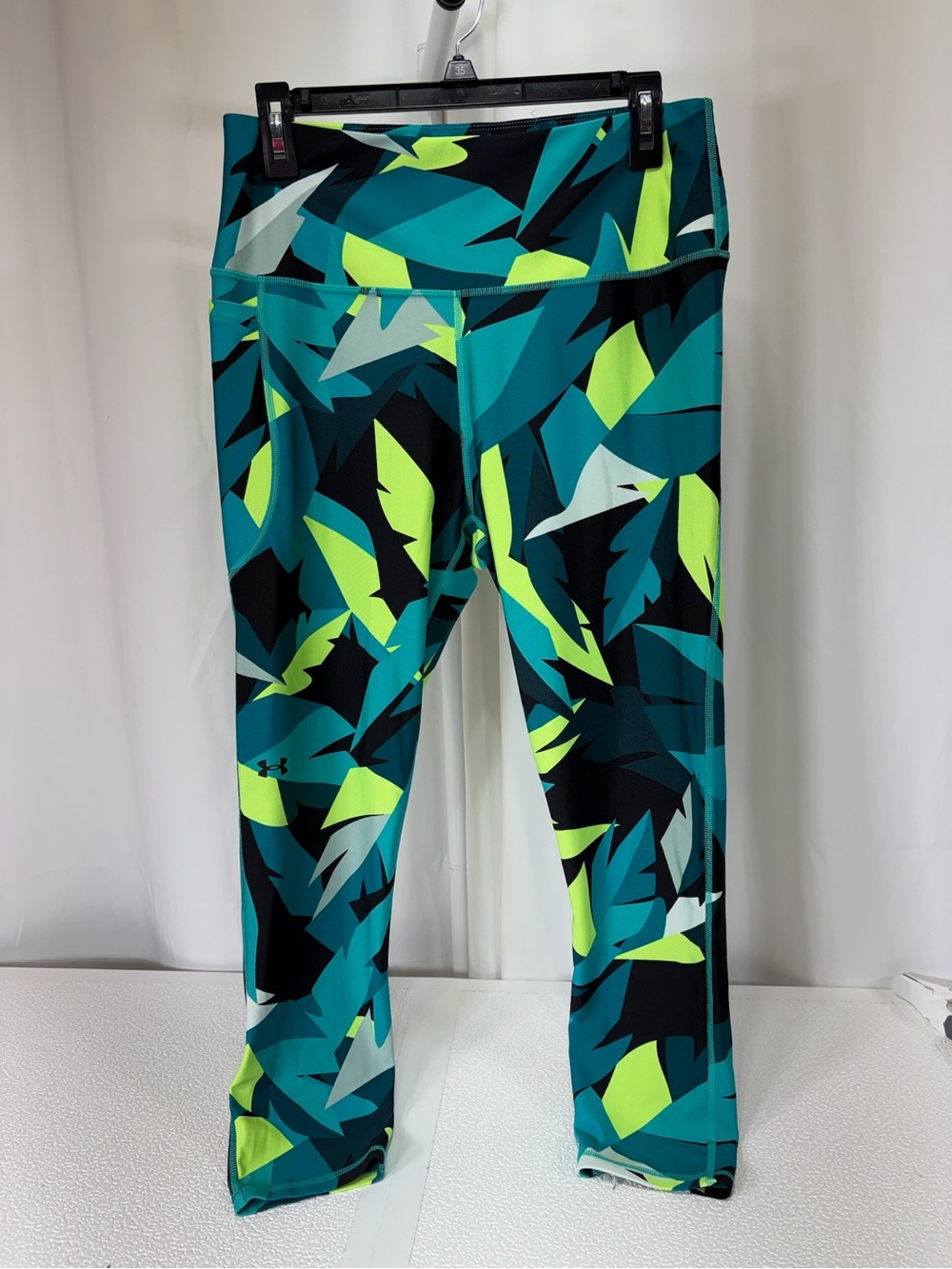 Under Armour Teal, Neon Yellow & Black Geometric Track Pants 3937